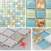 Blue Green Glass and White Stone Mosaic Resin Conch Tile Beach Inspired Backsplash Coastal Bathrooms