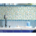 Blue Green Glass and White Stone Mosaic Resin Conch Tile Beach Inspired Backsplash Coastal Bathrooms