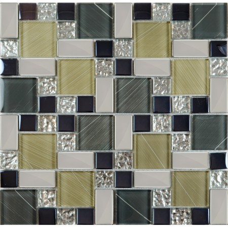 Crystal Glass Tile Sheets Hand Painted Kitchen Backsplash Tile Wall Sticker Plated Glass Mosaic Tiles ZZ020