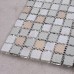 Crystal Mosaic Tile Kitchen Backsplash Brushed Stainless Steel with Base Crackle Glass Mosaic Bathroom Wall Tiles