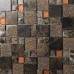 Stone and Glass Mosaic Sheets Square Tiles Emperador Dark Marble Tile Backsplash Bathroom Wall Tile 632