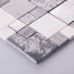 Stone Mosaic Tile Square Grey Marble Floor Tiles Metal and Stone Mosaic Kitchen Backsplash Brushed Aluminum Tile 9481