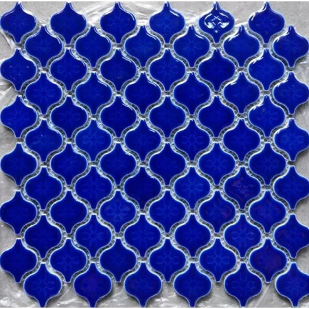 Blue Porcelain Backsplash Tile Sheets Lantern Ceramic Mosaic Bathroom Wall Tile Mosaics GLWJC01
