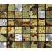 Adhsive Mosaic Tile Gold Square Peel and Stick Metal Wall Decor Kitchen Backsplash Cheap 6102