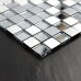 Adhsive Mosaic Tiles Silver Square Peel and Stick Tile Brushed Metal Wall Decoration Glass Mirror Tile 6119