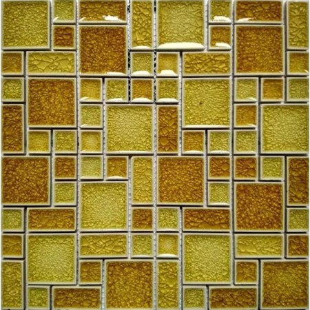 Crackle Glass Backsplash Wall Tile Gold Glass Mosaic Ice Cracked Crystal Interlocking