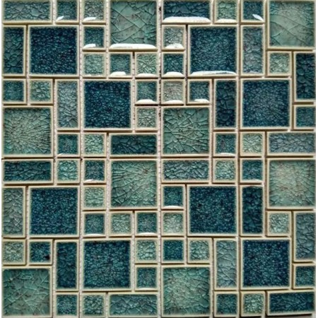 Crackle Glass Mosaic Wall Tile Blue Glass Wall Tiles Ice Cracked Glossy Crystal