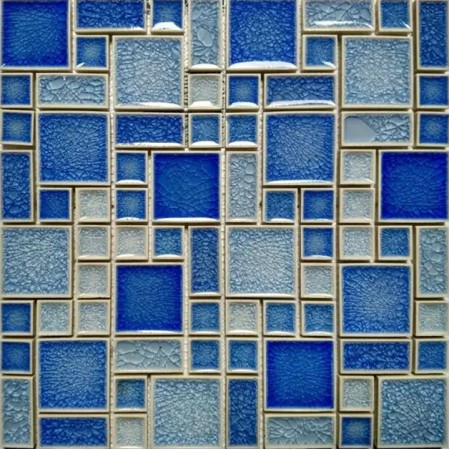 Crackle Glass Mosaic Wall Blue Pool Tile Kitchen Backsplash Random Bath Tiles