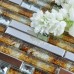 Silver Metal Diamond Glass Mosaic Stainless Steel Backsplash Clear Crystal Stick Gold Pattern GSD005