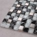 Crystal Mosaic Tile Kitchen Backsplash Brushed Stainless Steel with Base Crackle Glass Mosaic Bathroom Wall Tiles