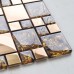 Gold Stainless Steel Tile with Base Wall Tiles Backsplash Metal and Glass Blend Mosaic Amber Pattern
