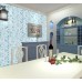 Mosaic Tile Crystal Glass Backsplash Dinner Design Bathroom Wall Floor Tiles White with Blue Painted