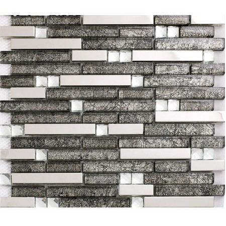 grey glass interlocking mosaic tile silver stainless steel kitchen backsplash bathroom shower wall backsplashes KL1650