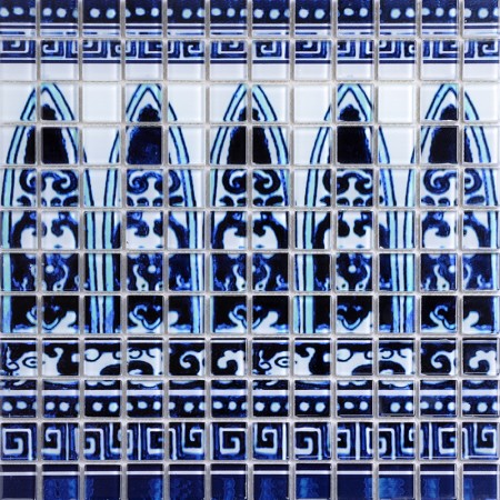 Crystal Glass Tile Blue  and White Puzzle Mosaic Tile Crackle Crystal Backsplash Collages Kitchen Mosaic Murals Wall Tiles SM113
