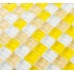 Yellow and White Glass Mosaic Glossy Tile Backsplash Wall Decor 3/5" x 3/5" Squares Bathroom Tiles