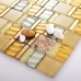crystal glass mosaic tile resin with conch tiles gold stainless steel tiles kitchen backsplash SBLT205