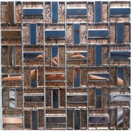 Glass Clear Backsplash Tiles Metal Stainless Steel Linear Tile Mirror Mosaic Sheets