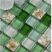 Glass Mosaic Tiles Green Crystal Backsplash Tile Bathroom Wall Glass Conch Tiles Floor Sticker LFBK04