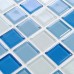 Glass Mosaic for Swimming Pool Tile Blue White Mix Crystal Backsplash Decorative Art Wall Stickers