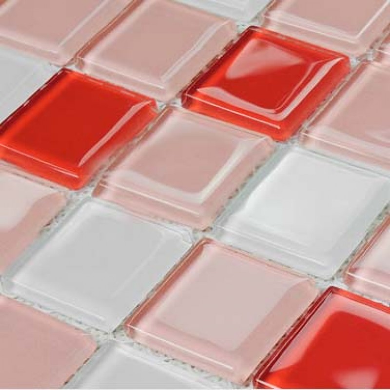 Wholesale glass mosaic for swimming pool tile sheet red white mix ...
