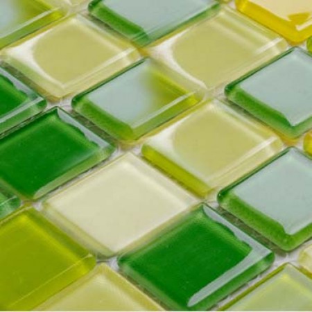 Glass Mosaic for Swimming Pool Tile Sheet Green Yellow Crystal Backsplash Kitchen Design Wall Tiles