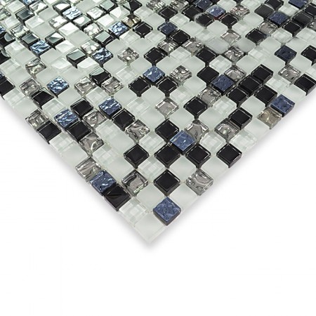 Black and white glass mosaic tile glossy glass wall tile silver glass mosaic tiles HM0006 Black and white glass mosaic tile glossy glass wall tile silver glass mosaic tiles HM0006