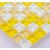 Yellow and White Glass Mosaic Glossy Tile Backsplash Wall Decor 3/5" x 3/5" Squares Bathroom Tiles