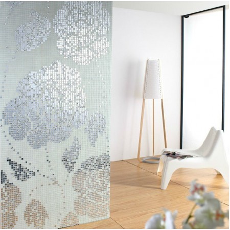 Glass Mosaic Tile Murals Crystal Backsplash Wall Tiles Puzzle Mosaic Collages Cream Glass Bathroom 2128B
