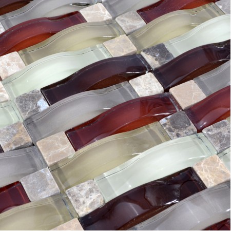 Crystal Mosaic Tile Arched Kitchen Backsplash Bridge Patterns Glass & Stone Subway Mosaic Marble Wall Tiles SG135