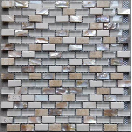 Mosaic Glass Tile Backsplash Stone Kitchen Wall 3/5"X1-1/6" Mother Of Pearl Subway Tiles