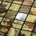 Adhsive Mosaic Tile Gold Square Peel and Stick Metal Wall Decor Kitchen Backsplash Cheap 6102
