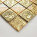 Glass and Metal Tiles Big Chip Mosaics Brick Hand Painted Glass Mosaic Gold Stainless Steel Backsplash 2342
