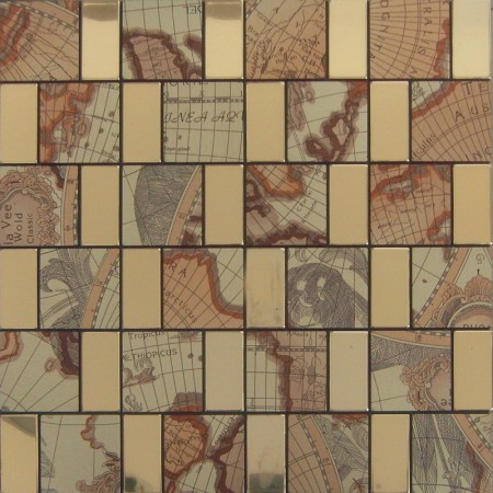 Peel and Stick Tile Gold Aluminum Metal Wall Tile Brick Adhsive Mosaic Kitchen Backsplash MH707