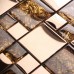 Gold Stainless Steel Tile with Base Wall Tiles Backsplash Metal and Glass Blend Mosaic Amber Pattern