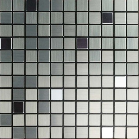 Metallic Mosaic Tile Grey Square Brushed Aluminum Panel Metal Wall Decoration Dining Room Mirror