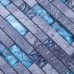 Blue Glass Mosaic Clear Crystal Gray Marble Backsplash Random Wave Pattern Kitchen Wall Tiles