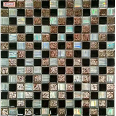 Glass Mosaic Iridescent For Shower Walls 4/5" Glass Tiles For Kitchen Backsplashes
