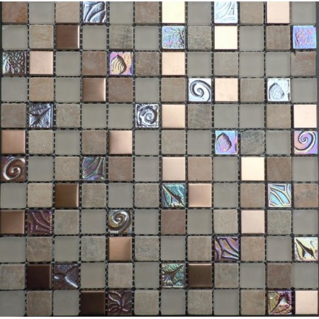 Frosted Glass Backsplash In Kitchen 7/8" Iridescent Mosaic Natural Stone Wall Tiles