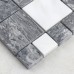 Grey Stone with White Crystal Mosaic Tile Sheet Marble Backsplash of  Wall Stickers Bedroom Kitchen