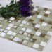Cream Stone and Glass Mosaic Sheets Kitchen Backsplash Cheap Crackle Glass Tiles Bathroom Wall Decor M313