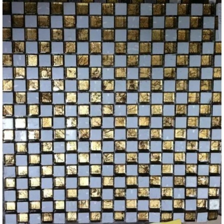 Crystal Glass Plated Mosaic Gold 3/5" Square Glass Tile Backsplash Wall Bathroom