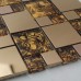 Gold Glass Mosaic Tile Backsplash Stainless Steel with Base Metal and Clear Crystal Tiles