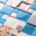 blue crackle glass tile kitchen wall TV wall backsplashes stainless steel resin conch tiles SBLT203