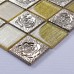 Metal and Glass Tile Backsplash Silver Stainless Steel and Gold Crystal Glass Mosaic Wall Tiles