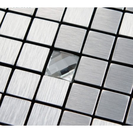 Adhsive Mosaic Tile Backsplash Square Brushed Metal Glass Diamind Tile Peek and Stick Mosaic Easy Wall Tiles 6122
