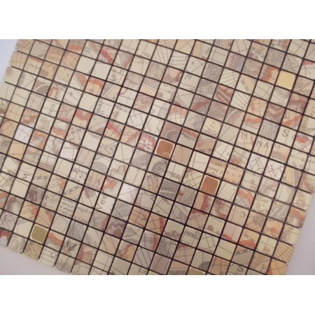 Adhesive Mosaic Tile Kitchen Backsplash Gold Aluminum Metal and Glass Diamond Peel and Stick Tiles Tile MH-16