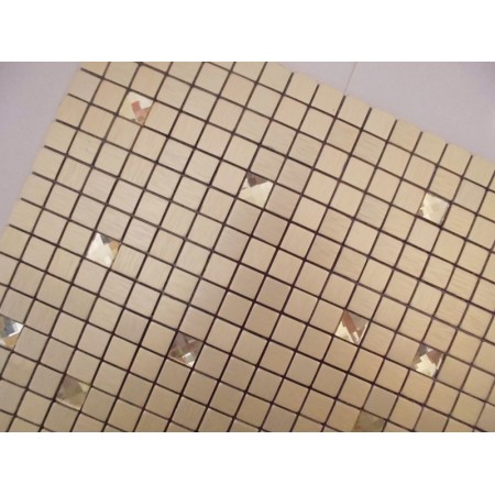 Peel and Stick Tile Square Gold Aluminum Metal Wall Tile Glass Diamond Tiles Adhsive Mosaic MH-21