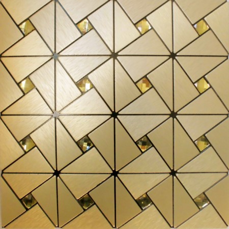 Peel and Stick Tile Pinwheel Patterns Aluminum Metal Wall Tile Glass Diamond Tiles Adhsive Mosaic MH-ASJ-003