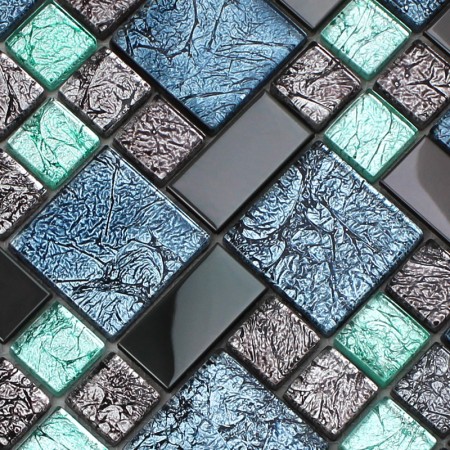 Crystal Glass Tile Backsplash Black Stainless Steel with Base Meta Mosaic Tatin Bathroom Wall Tiles Designs
