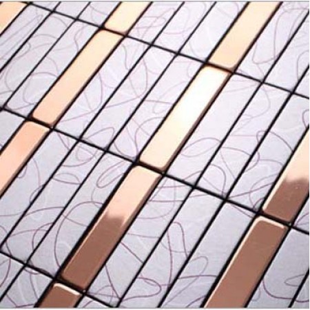 Metallic Mosaic Tile Aluminum Panel Wall Stickers Strip Metal Backsplash Kitchen Tiles Floor Design